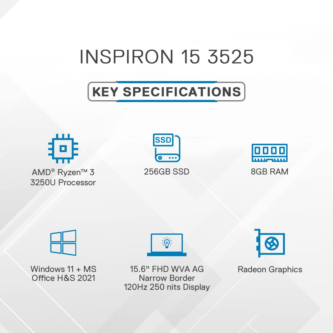 Dell Inspiron 3525 Laptop AMD Ryzen 3-3250U, 8GB DDR4 & 256GB SSD Dell Inspiron 3525 Laptop AMD Ryzen 3-3250U, 8GB DDR4 & 256GB SSD